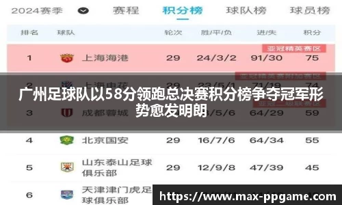 广州足球队以58分领跑总决赛积分榜争夺冠军形势愈发明朗